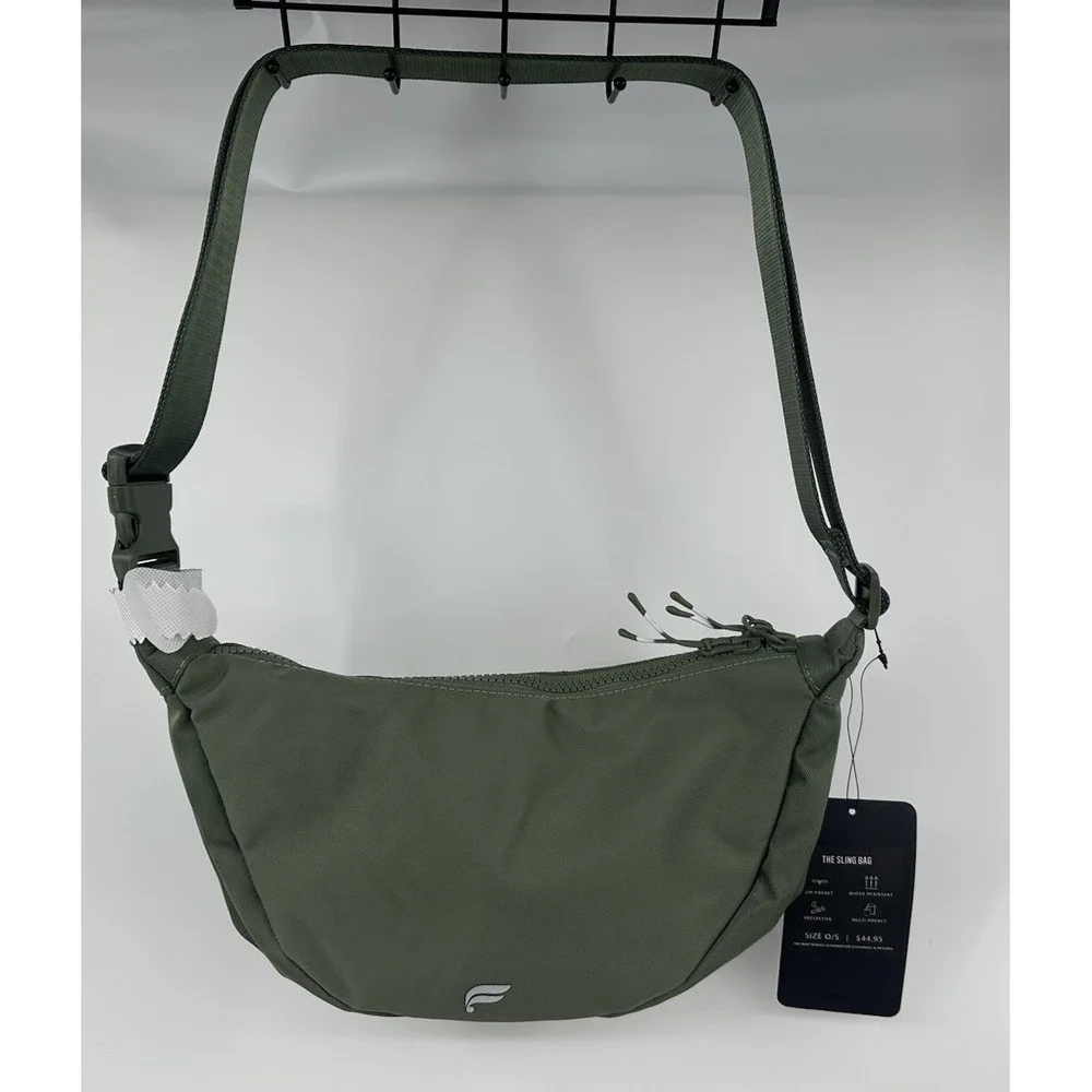 Fabletics The Sling Bag Adjustable Utility Green Zipper New 12X7 - Picture 1 of 15